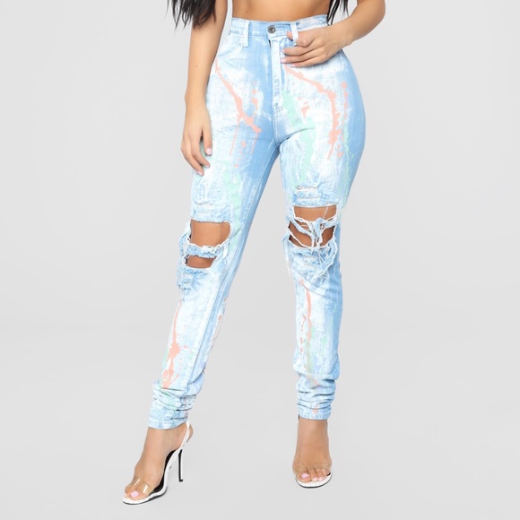 fashion nova paint splatter jeans